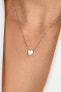 Decent Silver Heart Necklace with Opal NCL74W