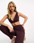 ASOS DESIGN co-ord v front crop vest in plum Фиолетовый, 38 - фото #1