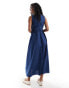 Фото #4 товара ASOS DESIGN sleeveless midi dress with ruched bodice detail in dusk blue