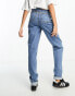 ASOS DESIGN Tall high rise relaxed mom jeans in mid blue