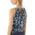 Michael Kors Palm Mix Blouson High Neck Tankini Top New Navy LG