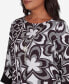 Runway Ready Women's Floral Geometric Top with A Contrast Trim with A Detachable Necklace