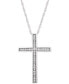 ფოტო #1 პროდუქტის Diamond Cross Pendant Necklace (1/10 ct. t.w.) in Sterling Silver