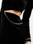 Фото #4 товара Only velvet mini dress with diamante chain and cut out detail in black