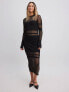 Фото #1 товара NA-KD knitted panelled midi dress in black