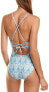 La Blanca Women's 182921 V-Neck Lace Front One Piece Swimsuit Size 6