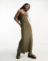 Фото #1 товара Noisy May one shoulder maxi dress in khaki