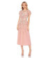 ფოტო #1 პროდუქტის Women's Embellished Illusion High Neck Butterfly Sleeve Midi Dress