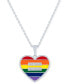 ფოტო #1 პროდუქტის Diamond Accent Rainbow Heart Pendant Necklace in Sterling Silver, 16" + 4" extender