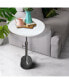 Фото #6 товара Aluminum Frame Round Side Table with Marble Top and Adjustable Height, White and Silver