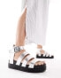 Truffle Collection wide fit wide strap sandal in silver