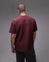 Фото #2 товара Topman oversized fit plisse t-shirt in burgundy