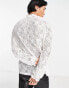 ASOS DESIGN long sleeve t-shirt in white lace with neck & sleeve detail