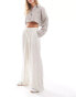 Фото #2 товара Miss Selfridge Petite linen blend pull on wide leg trouser in stone