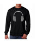 Men's Word Art Long Sleeve T-Shirt- Headphones - 63 Genres of Music