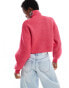 Monki cropped high neck jumper in pink