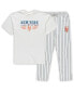 ფოტო #1 პროდუქტის Men's White, Royal New York Mets Big and Tall Pinstripe Sleep Set