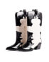 NA-KD leather western boots in black and white