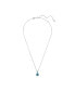 Rhodium Plated Square Cut Color Birthstone Pendant Necklace