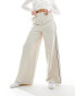 ASOS DESIGN high waist tailored trousers with side stripe in stone