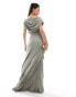 Фото #2 товара ASOS DESIGN suedette maxi dress with slashed neck in khaki green