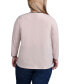 ფოტო #2 პროდუქტის Plus Size 3/4 Sleeve Piped Top