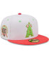 Фото #1 товара Men's White, Coral Los Angeles Angels 50th Anniversary Strawberry Lolli 59FIFTY Fitted Hat