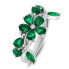 Striking silver ring with green zircons RI066WG