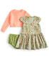 Фото #1 товара Baby Girls Cardigan and Floral-Print Dress, 2 Piece Set, Created for Macy's