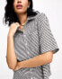 The Frolic bromine short sleeve beach shirt co-ord in black and white textured gingham