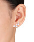 Фото #2 товара Серьги Macy's Freshwater Pearl & White Topaz Ear Climbers