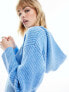 Фото #2 товара Monki v neck knitted hood sweater in blue