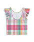 ფოტო #2 პროდუქტის Toddler and Little Girls Madras-Print Performance Jersey Flutter Sleeves Top