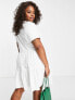 River Island Plus tiered smock mini dress in white