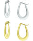 ფოტო #1 პროდუქტის 2-Pc. Set Polished Oval Hoop Earrings in Sterling Silver & 18k Gold-Plate, Created for Macy's