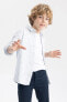 Erkek Çocuk Keten Görünümlü Uzun Kollu Gömlek Z1029a623sm
