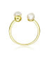 Фото #2 товара Sterling Silver 14K Gold Plated and 5MM Fresh Water Pearl Modern Ring