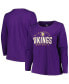 ფოტო #1 პროდუქტის Women's Purple Minnesota Vikings Plus Size Foiled Play Long Sleeve T-shirt