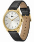 ფოტო #2 პროდუქტის Men's Lisbon Quartz Black Leather Strap Watch 42mm