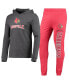 ფოტო #1 პროდუქტის Men's Heathered Red and Heathered Charcoal Louisville Cardinals Meter Long Sleeve Hoodie T-shirt and Jogger Pants Set