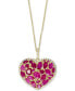 Фото #1 товара EFFY Collection eFFY® Ruby (4-3/4 ct. t.w.) & Diamond (1/3 ct. t.w.) Heart 18" Pendant Necklace in 14k Gold