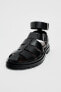 Leather track sole cage sandals