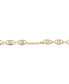 ფოტო #2 პროდუქტის Sterling Silver 14K Gold Plated Genuine Freshwater Pearl and Cubic Zirconia Link Oval Spring Adjustable Bracelet