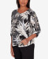 Women's Opposites Attract Printed Leaves Top with Necklace