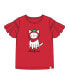 Girl Organic Cotton Top With Flounce Sleeves True Red - Toddler Child