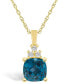 ფოტო #1 პროდუქტის London Blue Topaz (2-3/4 Ct. T.W.) and Diamond (1/10 Ct. T.W.) Pendant Necklace in 14K Yellow Gold