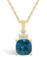 Фото #1 товара London Blue Topaz (2-3/4 Ct. T.W.) and Diamond (1/10 Ct. T.W.) Pendant Necklace in 14K Yellow Gold