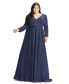 Women's Plus Size Midnight Shimmering V-Neck Evening Gown