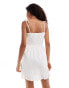 Daisy Street cami mini flippy dress with rosette detail in white broiderie