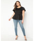 ფოტო #2 პროდუქტის Plus Size Flare Sleeve Peplum Top